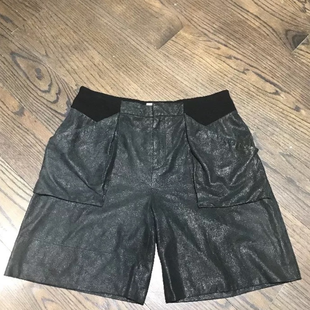 Helmut Lang black leather shorts